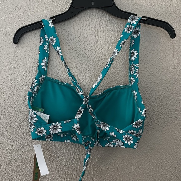 Women’s Sandflower Bikini Top, Teal Daisy Print, Large NWT - Picture 5 of 7